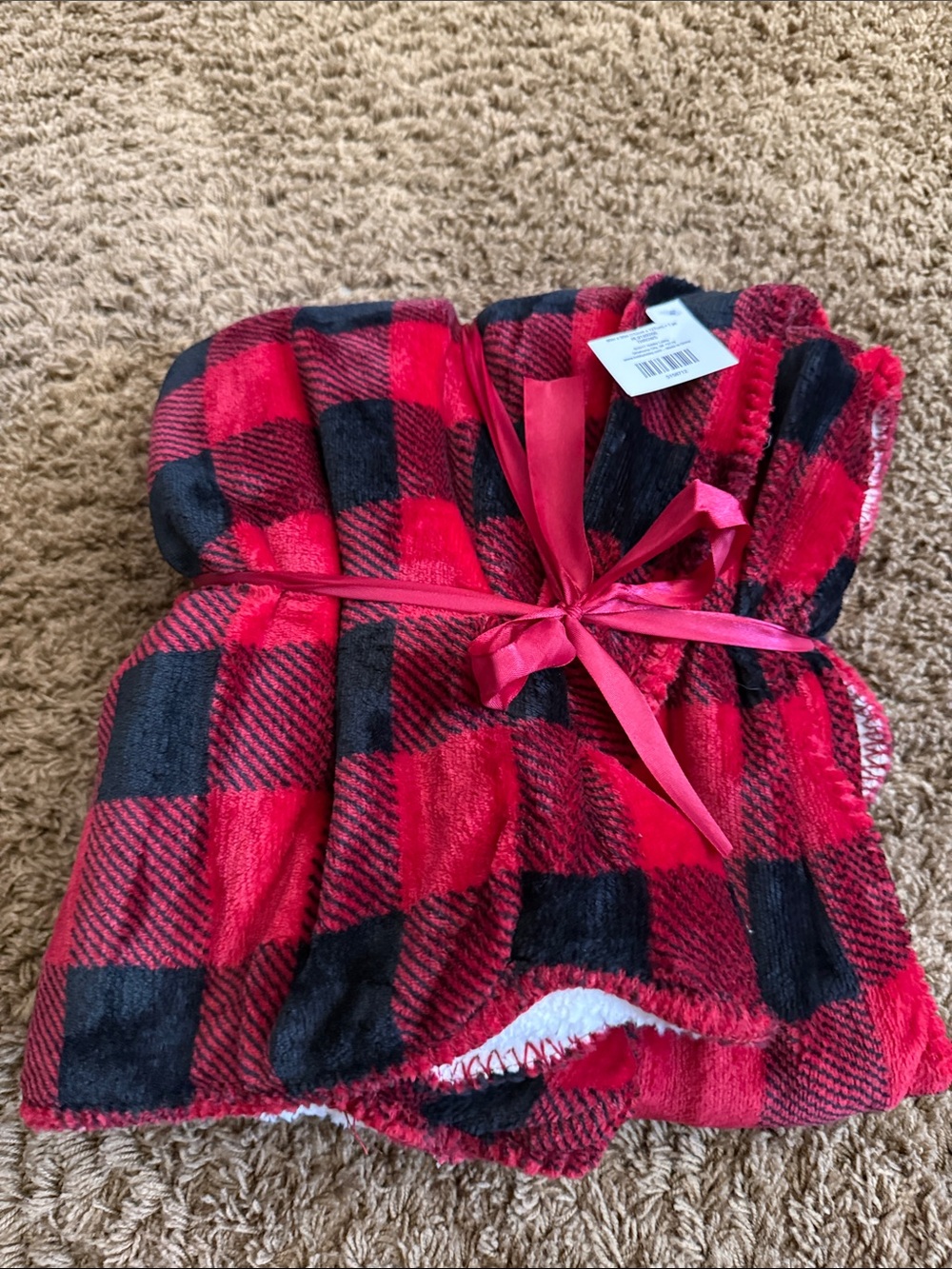 Hobby Lobby Red & Black Buffalo Plaid Sherpa Throw